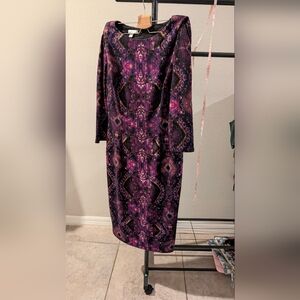 London Times Size 12 Vibrant Purple Long Sleeve Dress